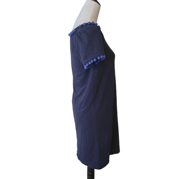 Boden Midnight Blue Pom Pom Shift Dress Size 6 Petite - Picture 4 of 7